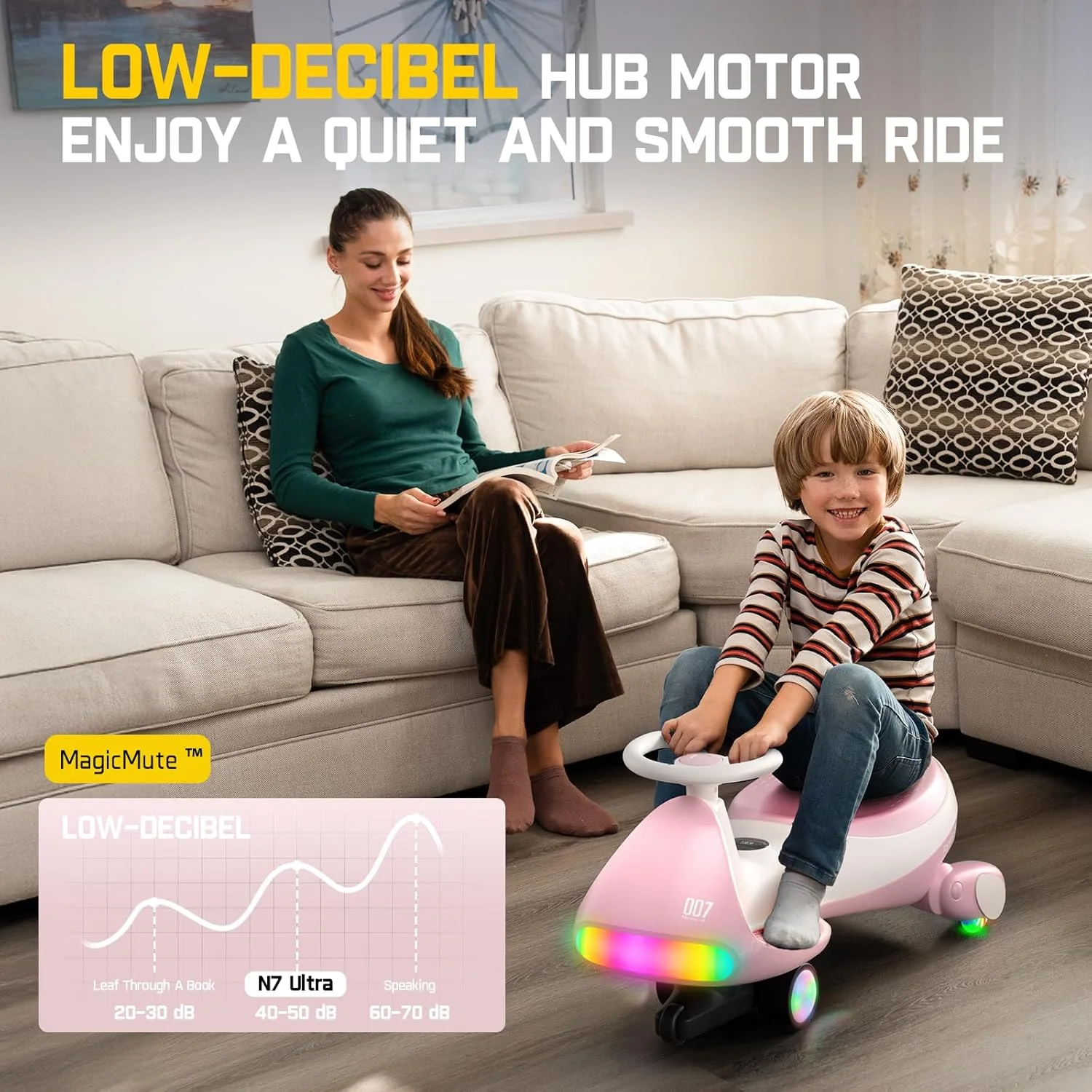 ماشین بازی برقی FanttikRide 12V N7 Ultra با پدال، ماشین کودک، ماشین چرخان MagicMute Motor، دارای 2 سرعت، 9 حالت رنگی، نمایشگر دیجیتال، بلوتوث، مناسب برای سنین 3 سال به بالا، تحمل وزن تا 68 کیلوگرم، سفید مایل به صورتی ماشین بازی برقی FanttikRide 12V N7 Ultra با پدال، ماشین کودک، ماشین چرخان MagicMute Motor، دارای 2 سرعت، 9 حالت رنگی، نمایشگر دیجیتال، بلوتوث، مناسب برای سنین 3 سال به بالا، تحمل وزن تا 68 کیلوگرم، سفید مایل به صورتی