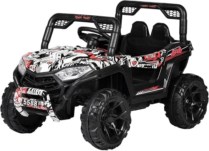 ماشین بازی چهار چرخ برقی کودکانه - پلاستیکی، ترمز پایی، وسیله نقلیه ماجراجویی در فضای باز (چند رنگ)