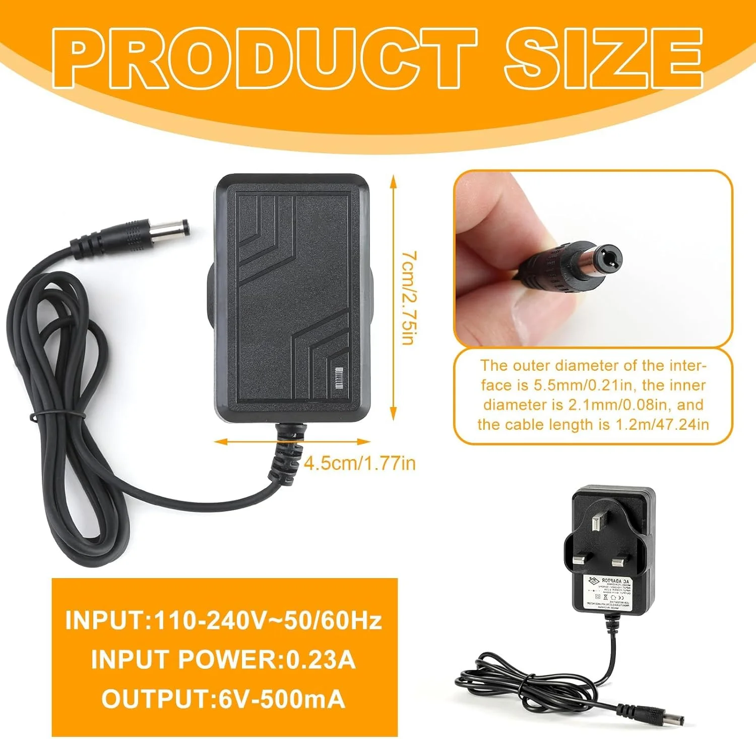 شارژر 6 ولت ماشین بازی کودک، شارژر باتری 6 ولت برای ماشین کودک، سازگار با ماشین های برقی کودک و سایر وسایل نقلیه برقی مدل مشابه با نشانگر LED