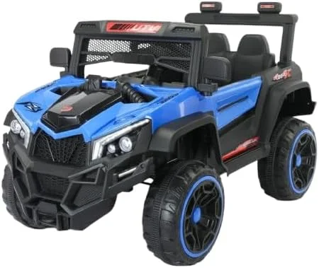 ماشین ATV سواری کودکانه برقی، آبی و مشکی، وسیله نقلیه چهار چرخ آفرود، ماشین چهارچرخ باتری خور با چراغ های LED، اسباب بازی سواری در فضای باز