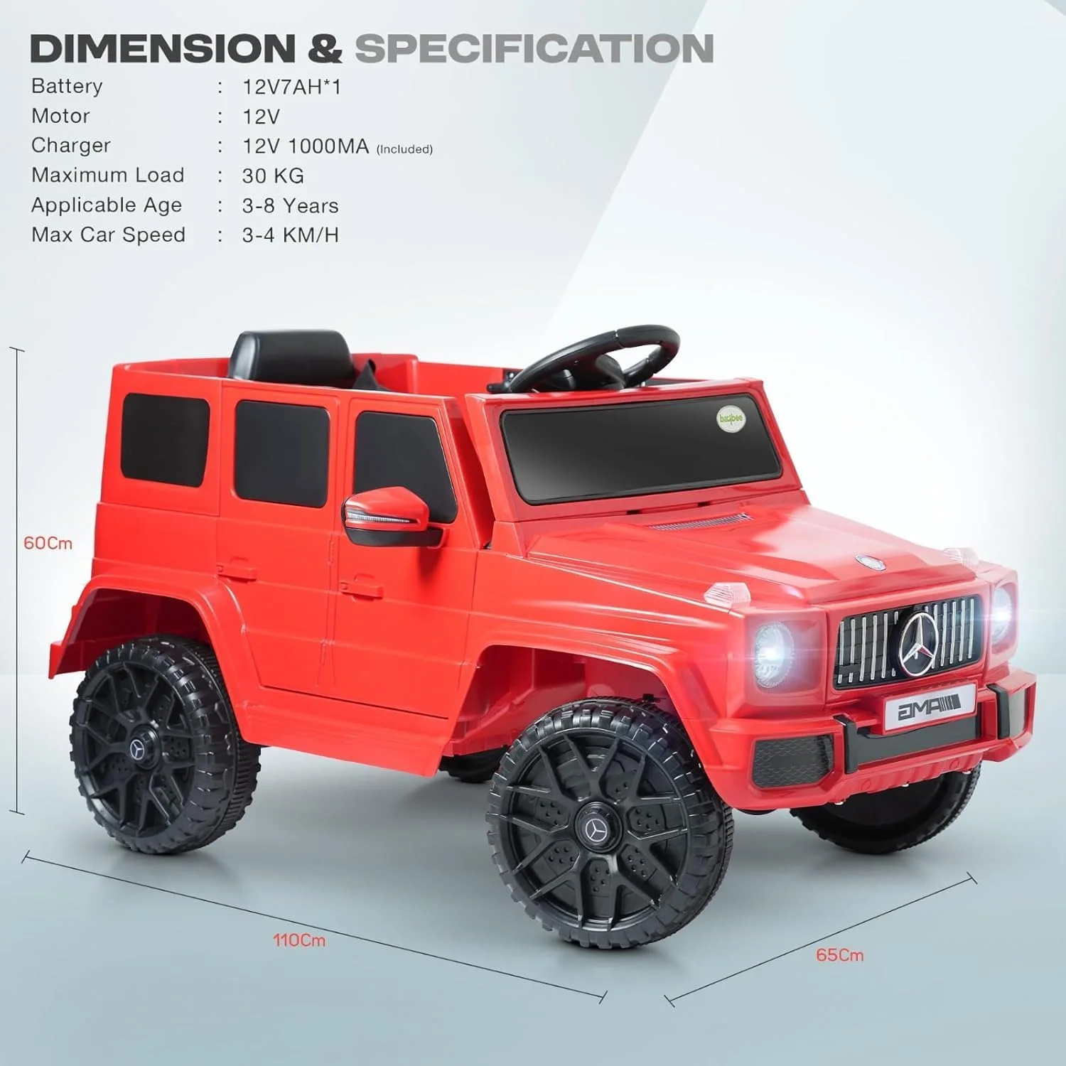 ماشین جیپ سواری کودکانه Baybee Raptor با موتور الکتریکی 12 ولت | ماشین باتری خور با چراغ های LED، موزیک و باتری قابل شارژ به همراه کنترل از راه دور والدین | جیپ اسباب بازی الکتریکی برای پسران و دختران (قرمز) ماشین جیپ سواری کودکانه Baybee Raptor با موتور الکتریکی 12 ولت | ماشین باتری خور با چراغ های LED، موزیک و باتری قابل شارژ به همراه کنترل از راه دور والدین | جیپ اسباب بازی الکتریکی برای پسران و دختران (قرمز)