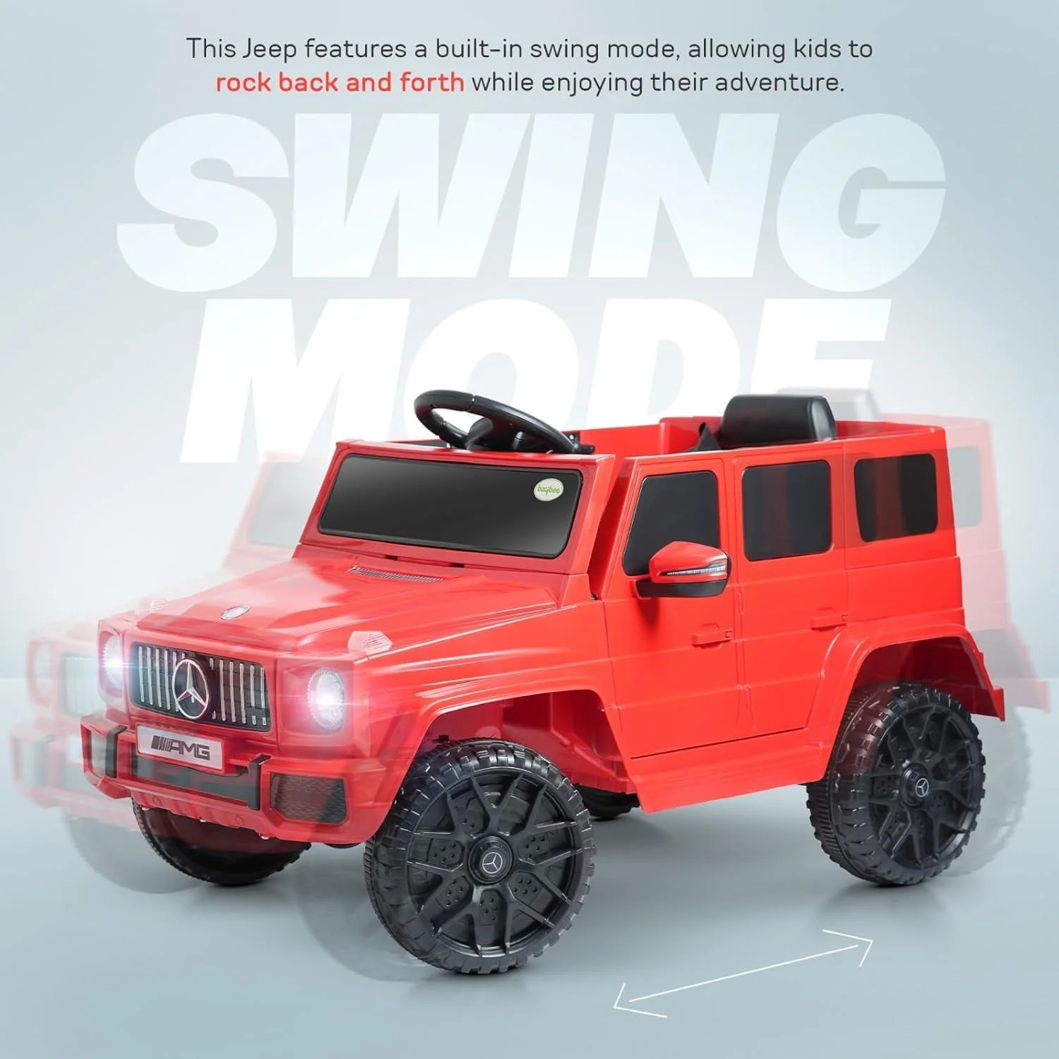 ماشین جیپ سواری کودکانه Baybee Raptor با موتور الکتریکی 12 ولت | ماشین باتری خور با چراغ های LED، موزیک و باتری قابل شارژ به همراه کنترل از راه دور والدین | جیپ اسباب بازی الکتریکی برای پسران و دختران (قرمز) ماشین جیپ سواری کودکانه Baybee Raptor با موتور الکتریکی 12 ولت | ماشین باتری خور با چراغ های LED، موزیک و باتری قابل شارژ به همراه کنترل از راه دور والدین | جیپ اسباب بازی الکتریکی برای پسران و دختران (قرمز)