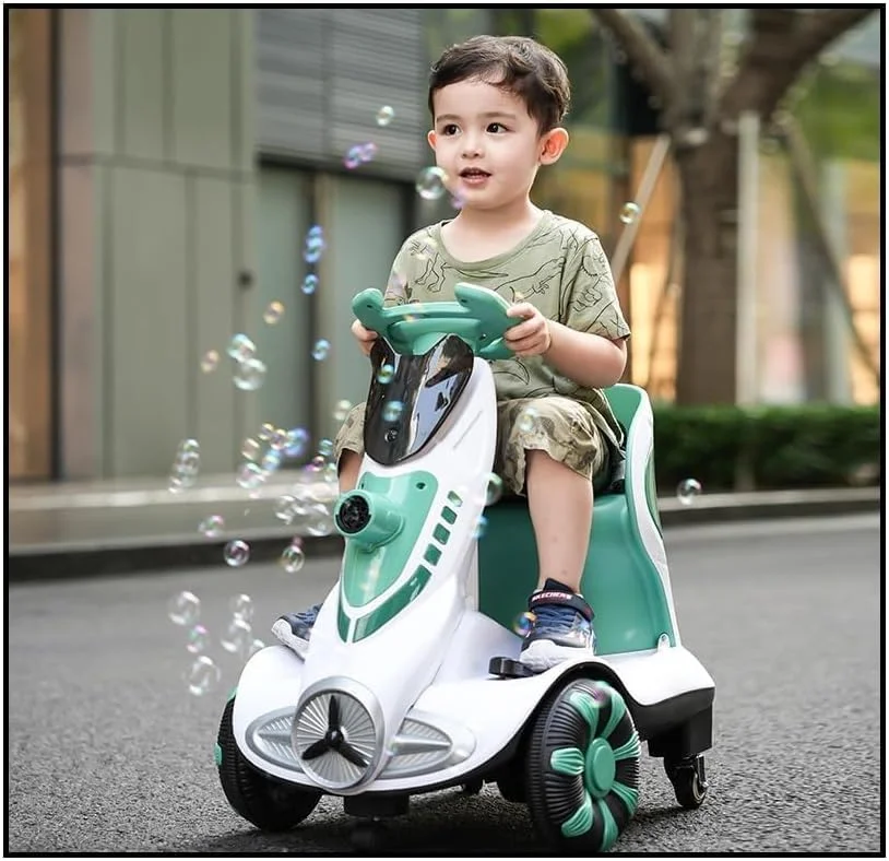 ماشین کودک چهار چرخ برقی FB | دارای قابلیت حباب ساز | چرخش 360 درجه | چراغ های LED جذاب | کمربند ایمنی | ایمن و راحت | TM010 مناسب برای کودکان 3 تا 6 سال (سبز) ماشین کودک چهار چرخ برقی FB | دارای قابلیت حباب ساز | چرخش 360 درجه | چراغ های LED جذاب | کمربند ایمنی | ایمن و راحت | TM010 مناسب برای کودکان 3 تا 6 سال (سبز)