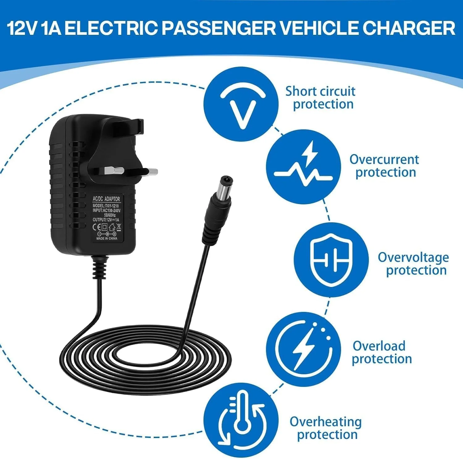 شارژر 12 ولت اسباب بازی کودکانه مناسب ماشین های سواری، منبع تغذیه 12 ولت کلاس 2 برای ماشین های الکتریکی کودکانه، تراکتور مزرعه و SUV