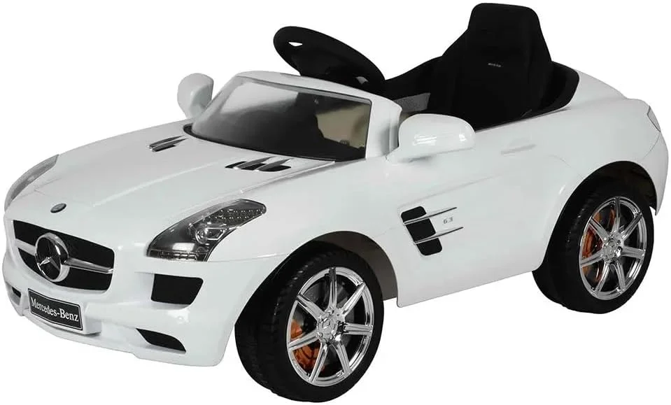 ماشین سواری مرسدس بنز SLS AMG دارای مجوز DORSA برای کودکان - کنترل از راه دور، MP3/USB، چراغ های LED و ایمنی شروع نرم (سفید)