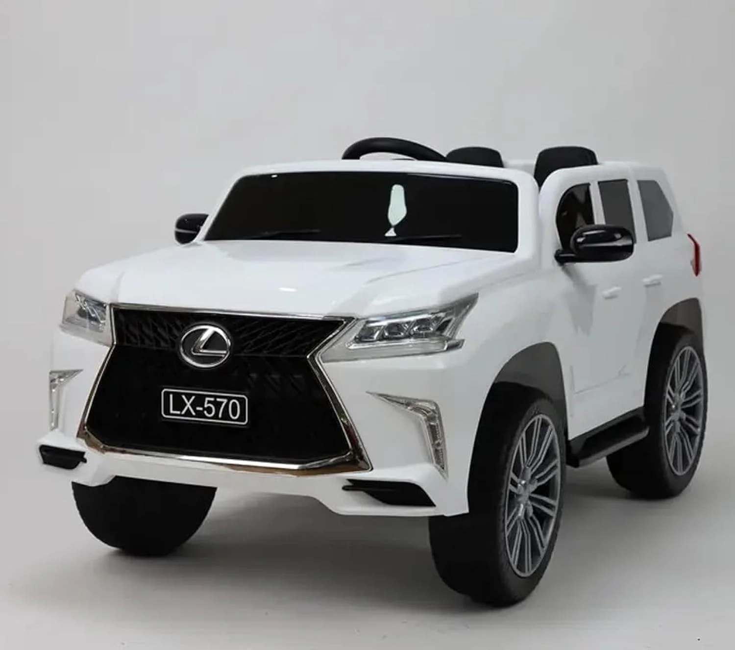 ماشین بازی کودکانه دورسا مدل لکسوس LX570 با باتری 12 ولت، موزیک، صدا و نور | صندلی چرمی، لاستیک پلاستیکی، مناسب برای رنج سنی 2 تا 8 سال (سفید)