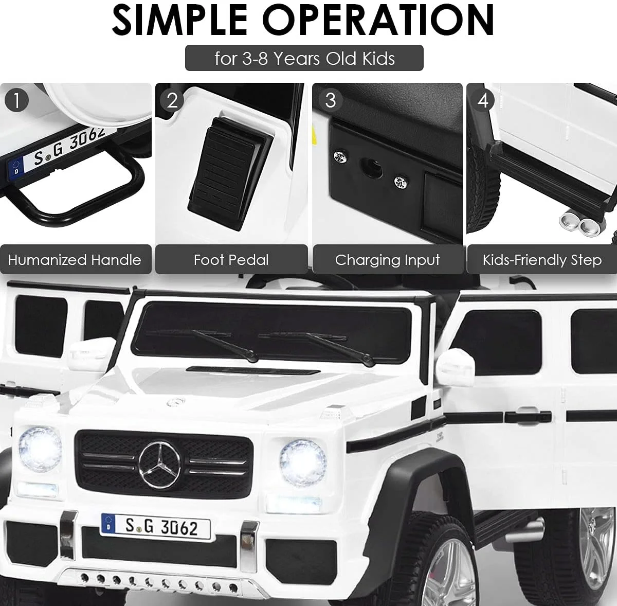 ماشین سواری کودک کاستزون، مرسدس بنز مایباخ دارای مجوز، اسباب بازی نقلیه 12 ولتی با باتری و 2 موتور، کنترل از راه دور، 3 سرعت، چراغ، بوق، موسیقی، AUX، فضای ذخیره سازی، کامیون، ماشین الکتریکی برای کودکان (سفید) ماشین سواری کودک کاستزون، مرسدس بنز مایباخ دارای مجوز، اسباب بازی نقلیه 12 ولتی با باتری و 2 موتور، کنترل از راه دور، 3 سرعت، چراغ، بوق، موسیقی، AUX، فضای ذخیره سازی، کامیون، ماشین الکتریکی برای کودکان (سفید)