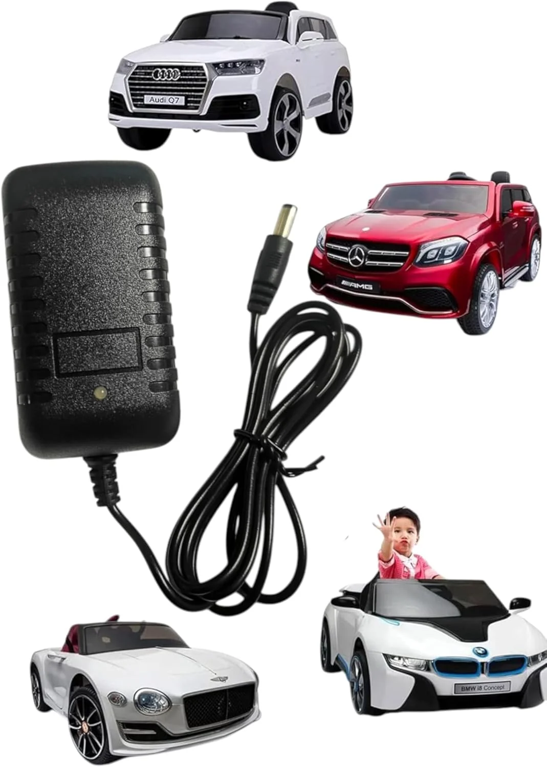 شارژر 6 ولت برای ماشین های شارژی کودک، اسباب بازی، چراغ های LED، دوربین مداربسته - دوشاخه UK - اتصال بشکه ای