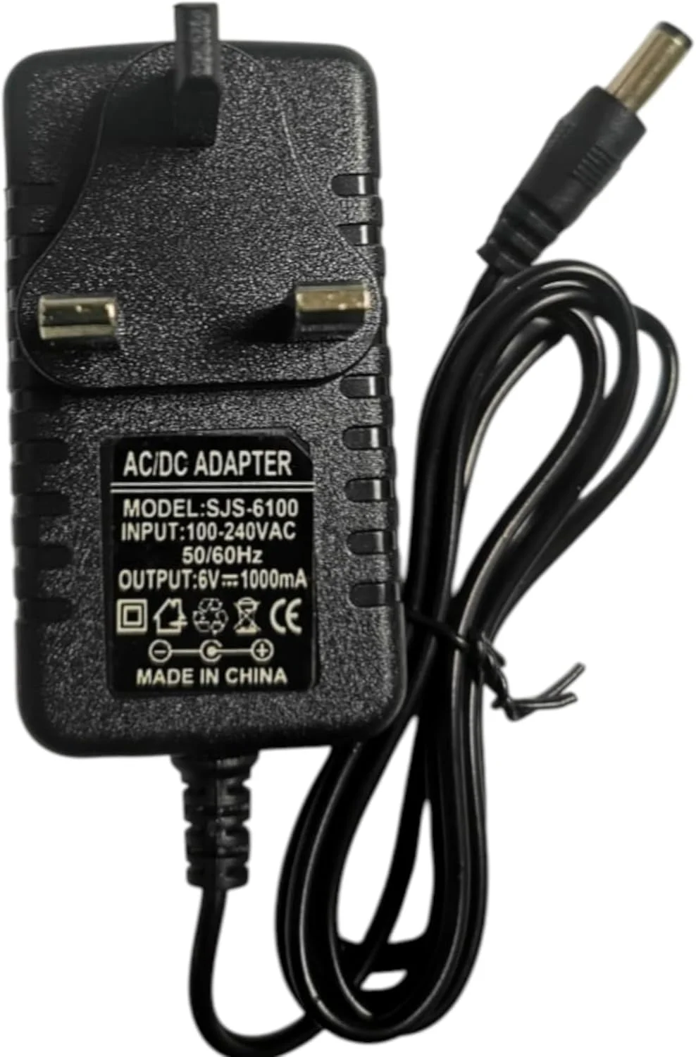 شارژر 6 ولت برای ماشین های شارژی کودک، اسباب بازی، چراغ های LED، دوربین مداربسته - دوشاخه UK - اتصال بشکه ای