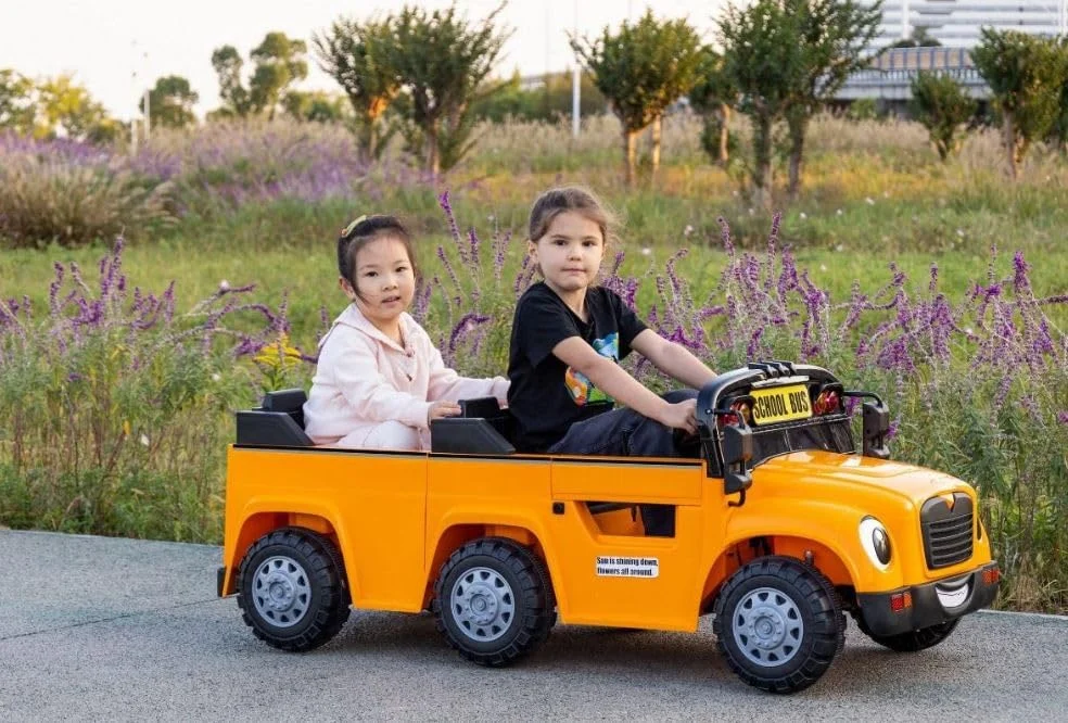 اتوبوس مدرسه سواری کودک COLORLAND 24 ولت | ماشین برقی 2 نفره برای پسران و دختران | مونتاژ شده کامل | زرد