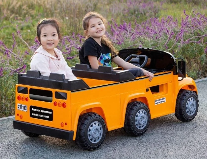 اتوبوس مدرسه سواری کودک COLORLAND 24 ولت | ماشین برقی 2 نفره برای پسران و دختران | مونتاژ شده کامل | زرد اتوبوس مدرسه سواری کودک COLORLAND 24 ولت | ماشین برقی 2 نفره برای پسران و دختران | مونتاژ شده کامل | زرد