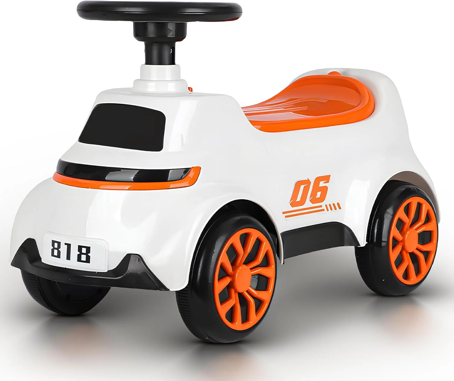 ماشین سواری Baybee Cruzo برای کودکان 1-3 سال، ماشین هل دادنی برای کودکان نوپا با چرخ های روان، موزیک و نور، صندلی راحت و فضای ذخیره سازی، ماشین سواری هل دادنی کودک (نارنجی)