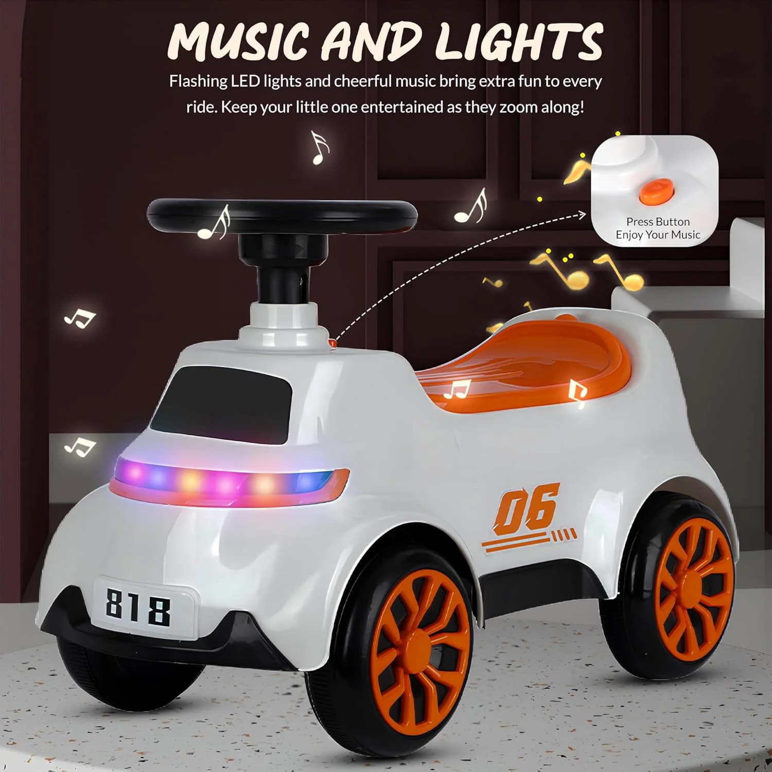 ماشین سواری Baybee Cruzo برای کودکان 1-3 سال، ماشین هل دادنی برای کودکان نوپا با چرخ های روان، موزیک و نور، صندلی راحت و فضای ذخیره سازی، ماشین سواری هل دادنی کودک (نارنجی) ماشین سواری Baybee Cruzo برای کودکان 1-3 سال، ماشین هل دادنی برای کودکان نوپا با چرخ های روان، موزیک و نور، صندلی راحت و فضای ذخیره سازی، ماشین سواری هل دادنی کودک (نارنجی)