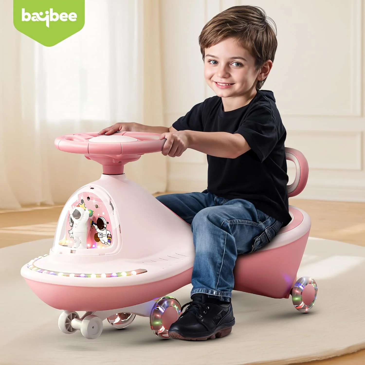 ماشین بازی کودک Baybee Astro، ماشین چرخان جادویی با چرخ های چراغ دار PU، موزیک و پشتی | ماشین سواری هل دادنی کودک | ماشین کودک نوپا برای کودکان 3 تا 8 سال دختر و پسر (صورتی) ماشین بازی کودک Baybee Astro، ماشین چرخان جادویی با چرخ های چراغ دار PU، موزیک و پشتی | ماشین سواری هل دادنی کودک | ماشین کودک نوپا برای کودکان 3 تا 8 سال دختر و پسر (صورتی)