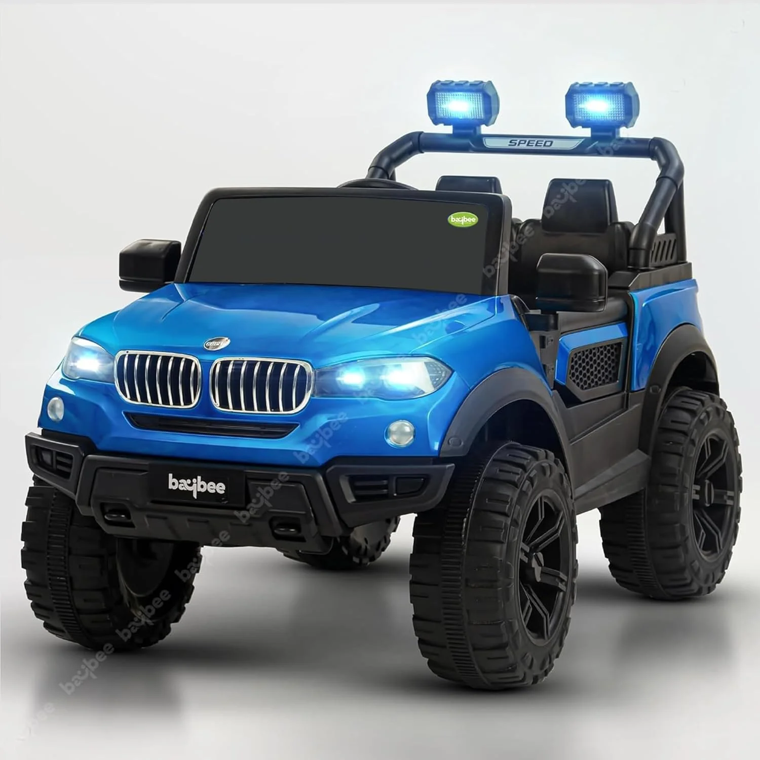 ماشین بازی باتری خور Baybee Renegade برای کودکان، ماشین سواری کودکانه با نور و موسیقی | جیپ باتری بزرگ کودک | جیپ برقی برای کودکان 3 تا 8 سال دختر پسر (آبی)