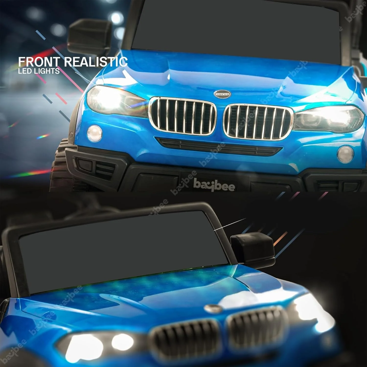 ماشین بازی باتری خور Baybee Renegade برای کودکان، ماشین سواری کودکانه با نور و موسیقی | جیپ باتری بزرگ کودک | جیپ برقی برای کودکان 3 تا 8 سال دختر پسر (آبی) ماشین بازی باتری خور Baybee Renegade برای کودکان، ماشین سواری کودکانه با نور و موسیقی | جیپ باتری بزرگ کودک | جیپ برقی برای کودکان 3 تا 8 سال دختر پسر (آبی)