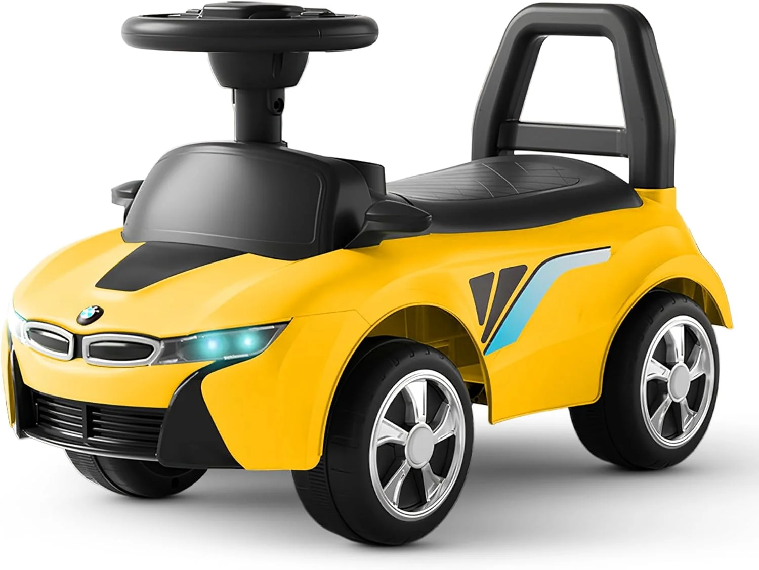 ماشین بازی کودک Baybee Streak، ماشین هل دادنی کودک نوپا با دکمه بوق، فضای ذخیره سازی و پشتی بلند | ماشین سواری هل دادنی کودک برای رانندگی پسران و دختران 1 تا 3 سال (زرد)