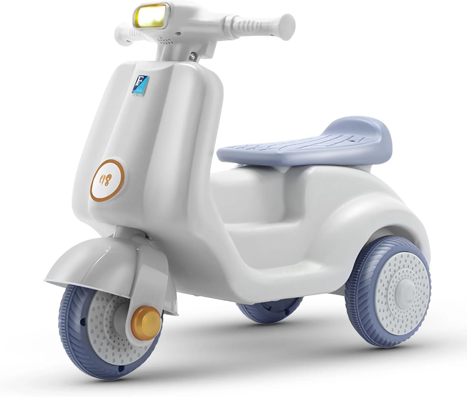 ماشین سواری کودک Baybee، ماشین هل دادنی کودک نوپا با چراغ های RGB، موسیقی، صندلی جادار | ماشین سواری هل دادنی کودک برای راندن کودکان 1 تا 3 سال پسران دختران (سفید)