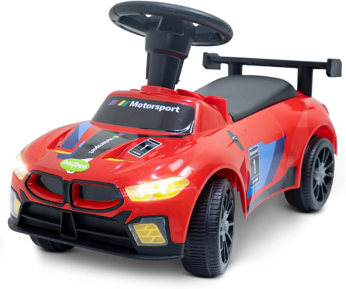 ماشین بازی کودک Baybee Drift، ماشین سواری با قابلیت پخش موزیک، نور و فضای ذخیره سازی | ماشین کودک مناسب کودکان 1 تا 4 سال (قرمز)