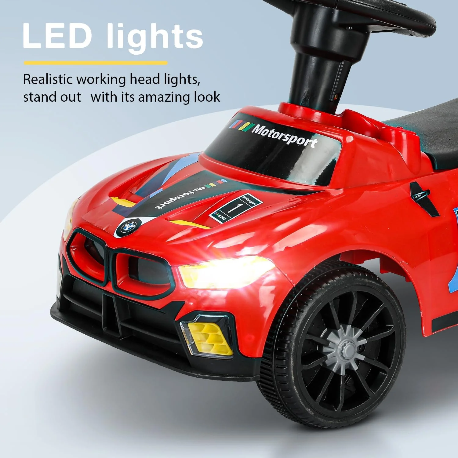 ماشین بازی کودک Baybee Drift، ماشین سواری با قابلیت پخش موزیک، نور و فضای ذخیره سازی | ماشین کودک مناسب کودکان 1 تا 4 سال (قرمز)