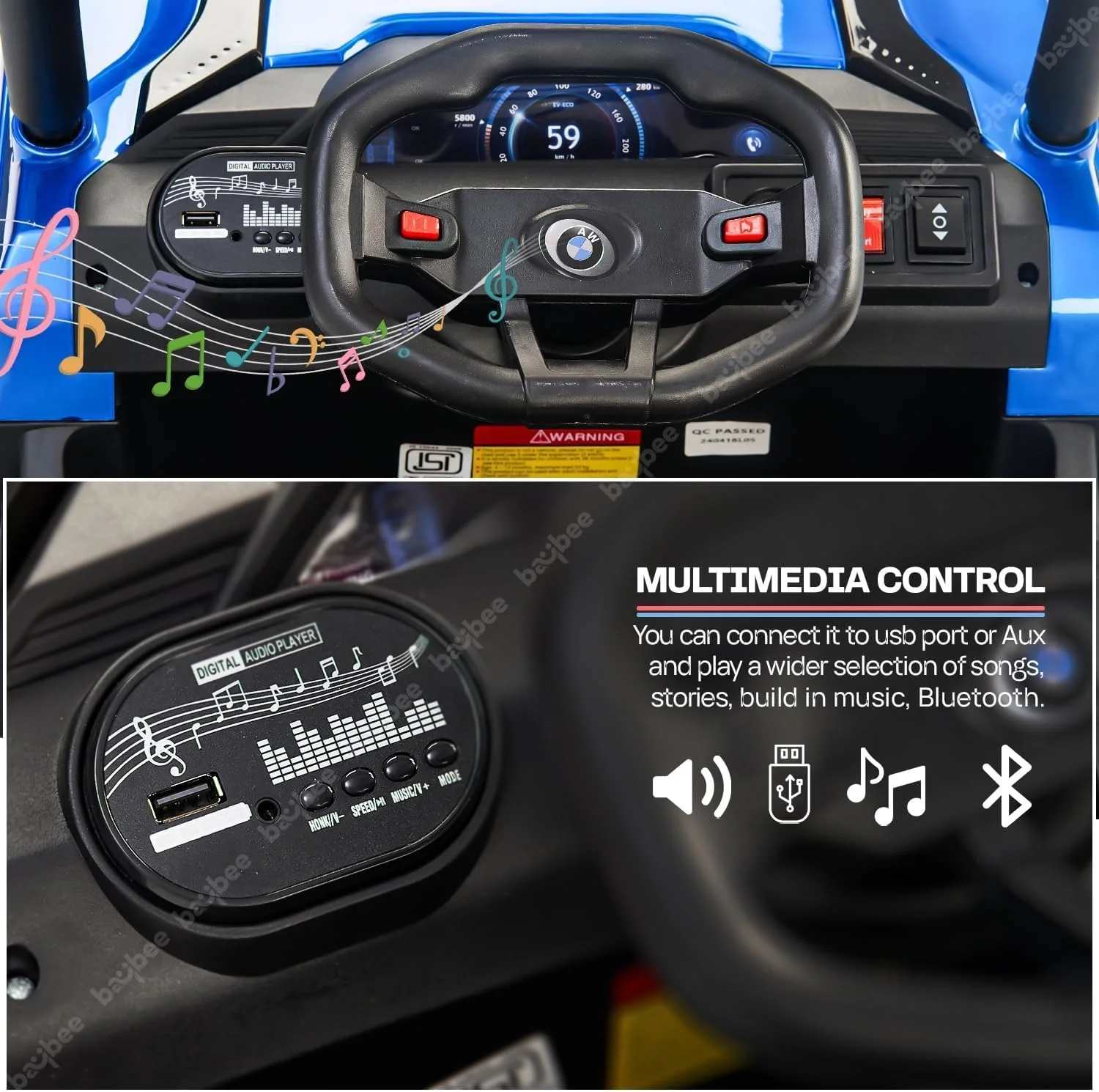 جیپ باتری خور کودک Baybee Alfton Pro، ماشین بازی سواری کودک با چراغ های RGB و موسیقی | ماشین بزرگ باتری خور کودک | جیپ برقی شارژی برای کودکان نوپا 2 تا 6 سال (آبی) جیپ باتری خور کودک Baybee Alfton Pro، ماشین بازی سواری کودک با چراغ های RGB و موسیقی | ماشین بزرگ باتری خور کودک | جیپ برقی شارژی برای کودکان نوپا 2 تا 6 سال (آبی)