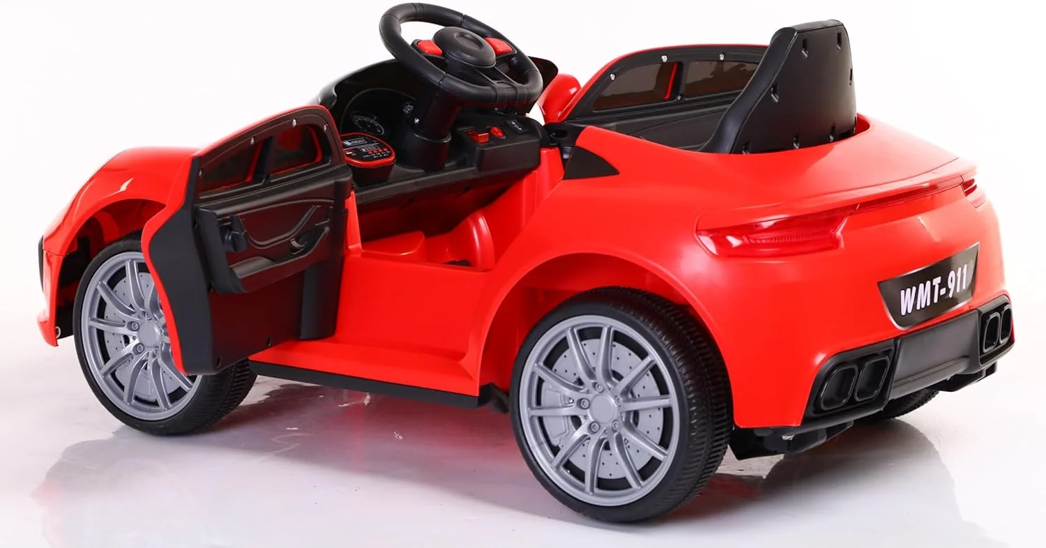ماشین بازی کودکانه دورسا مدل پورشه پانامرا با باتری 12 ولت، دارای موزیک، صدا و نور | ماشین بازی برقی مناسب کودکان 2 تا 5 سال (قرمز)