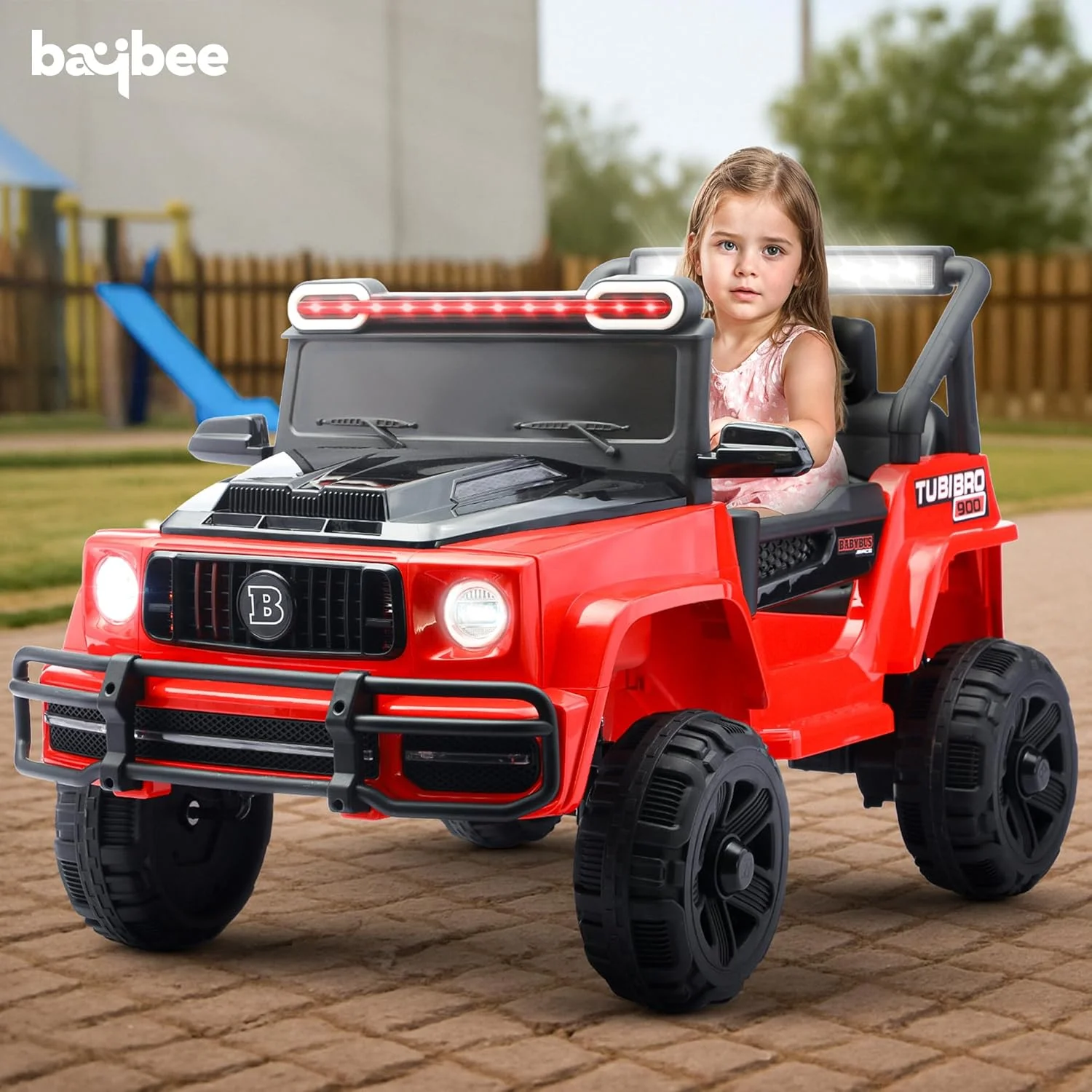 ماشین بازی کودک Baybee Vortex، ماشین سواری باتری خور با نور و موسیقی | ماشین های برقی برای کودک | جیپ باتری خور شارژی کودک نوپا برای پسر و دختر 2 تا 6 سال (قرمز)