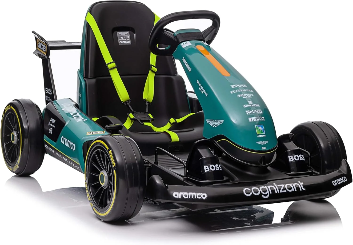 ماشین کارتینگ برقی 12 ولت تیم فرمول یک استون مارتین، ماشین سواری کودکانه، کارتینگ شارژی، ماشین مسابقه ای اسباب بازی کنترلی برای کودکان