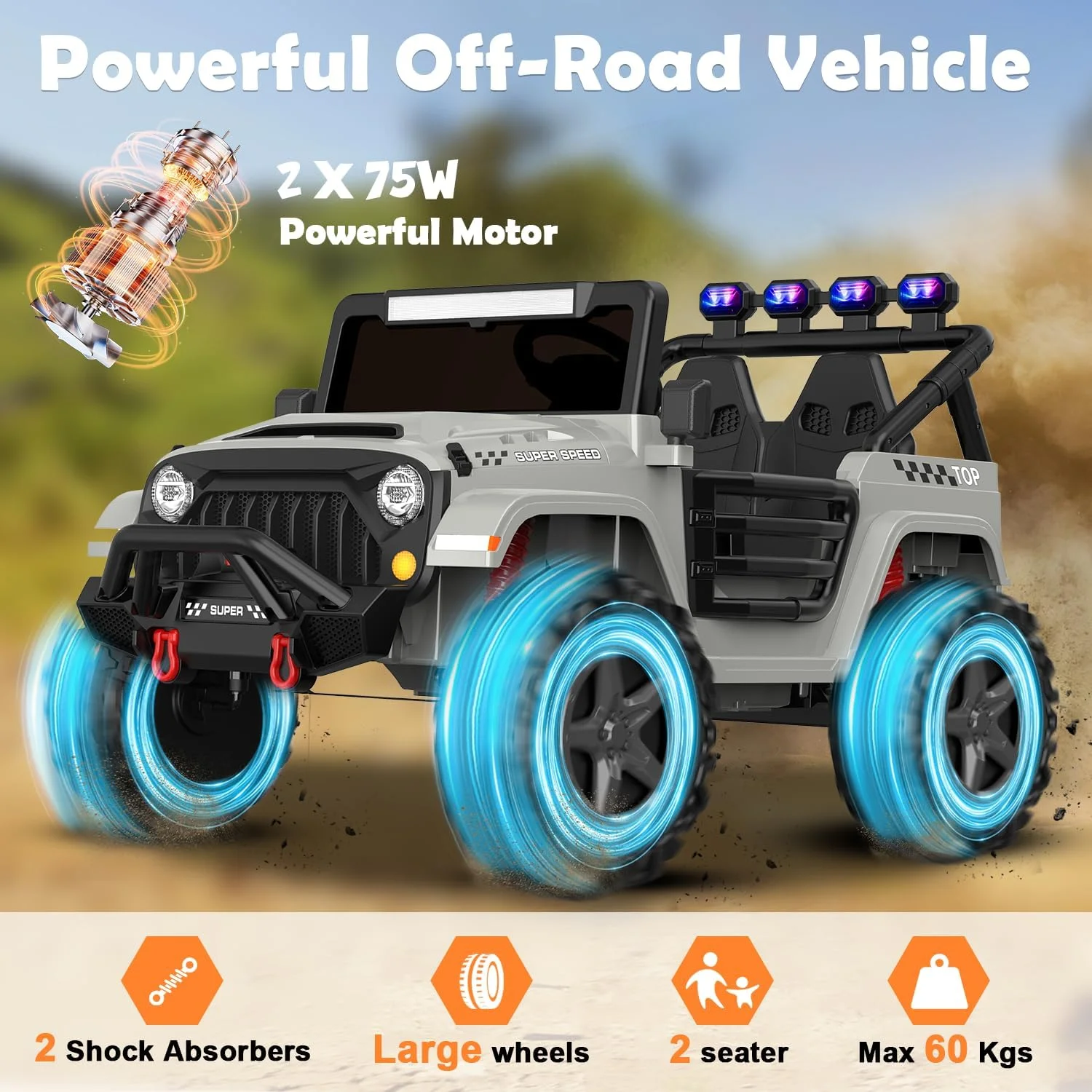 ماشین سواری کامیونی ANPABO برای کودکان، وسیله نقلیه الکتریکی 12 ولتی با کنترل از راه دور، بلوتوث، نمایشگر قدرت، چراغ های رنگین کمانی، پخش کننده موسیقی، اسباب بازی سواری برای پسران و دختران نوپا (خاکستری) ماشین سواری کامیونی ANPABO برای کودکان، وسیله نقلیه الکتریکی 12 ولتی با کنترل از راه دور، بلوتوث، نمایشگر قدرت، چراغ های رنگین کمانی، پخش کننده موسیقی، اسباب بازی سواری برای پسران و دختران نوپا (خاکستری)