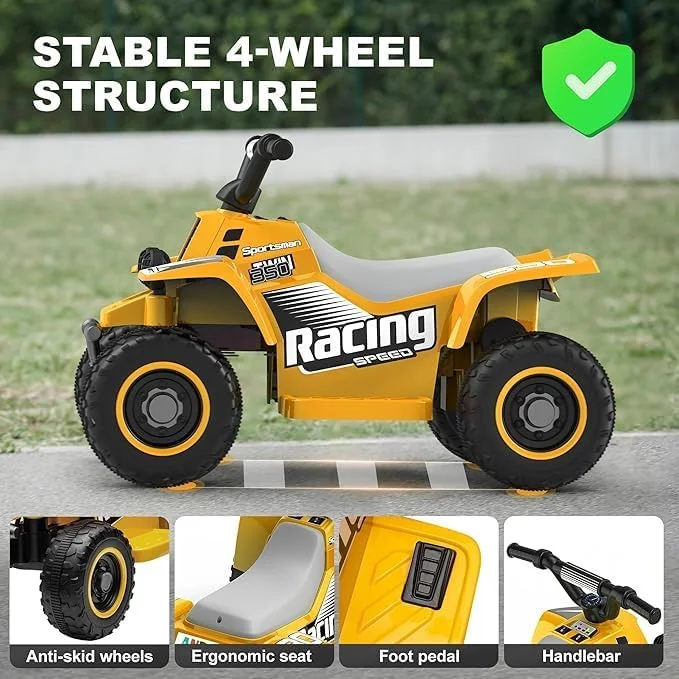 موتور چهار چرخ کودکانه | موتور ATV چهار چرخ با چراغ های LED، باتری قابل شارژ و طراحی واقعی | اسباب بازی ماجراجویی در فضای باز برای کودکان 3-6 ساله (زرد) موتور چهار چرخ کودکانه | موتور ATV چهار چرخ با چراغ های LED، باتری قابل شارژ و طراحی واقعی | اسباب بازی ماجراجویی در فضای باز برای کودکان 3-6 ساله (زرد)