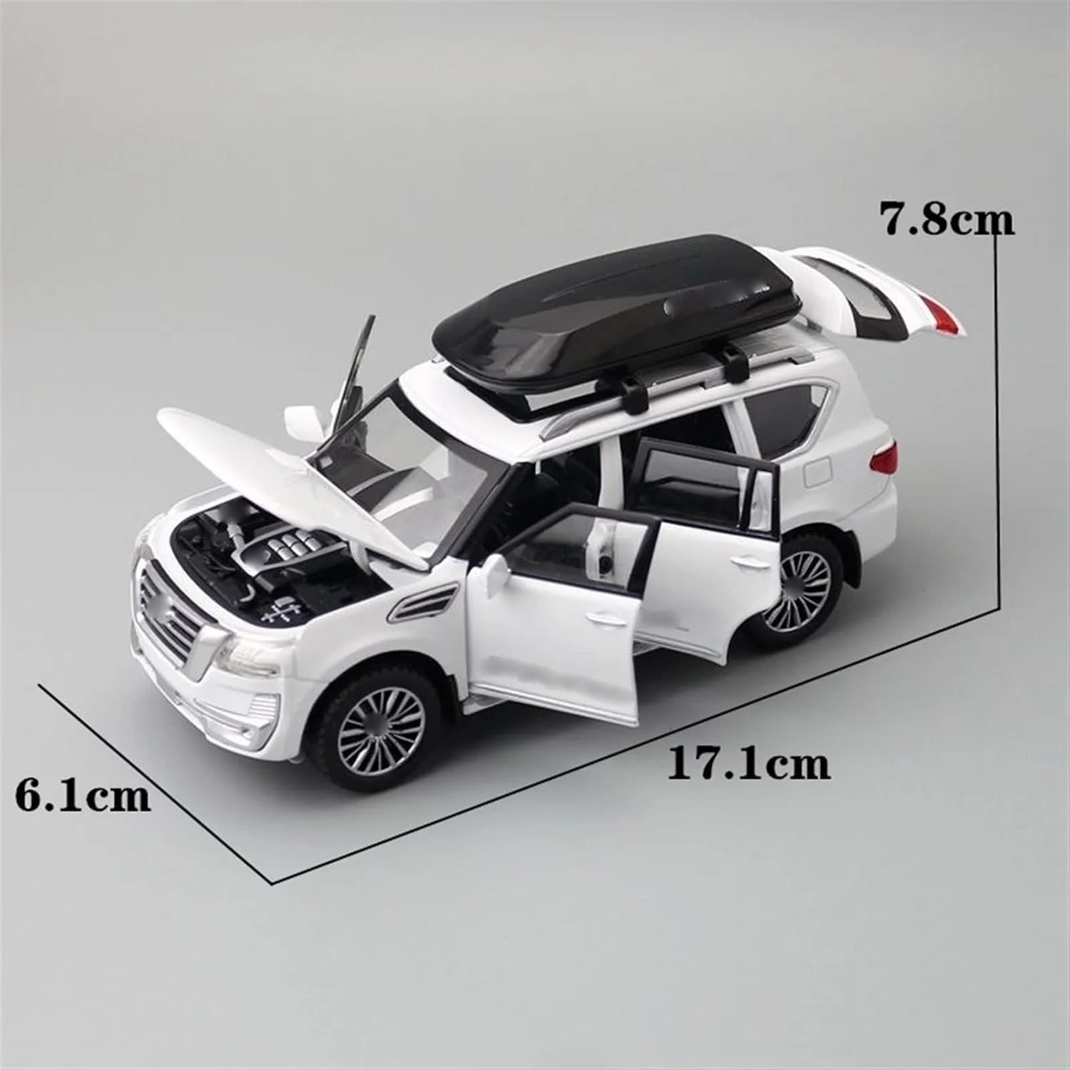 مدل ماشین فلزی YBSM دایکست 1:32 برای نیسان پاترول Y62، مدل آلیاژی با قابلیت پخش صدا، نور و عقب کشیدنی، اسباب بازی قفسه مسافرتی، هدیه برای کودکان (رنگ: مشکی)