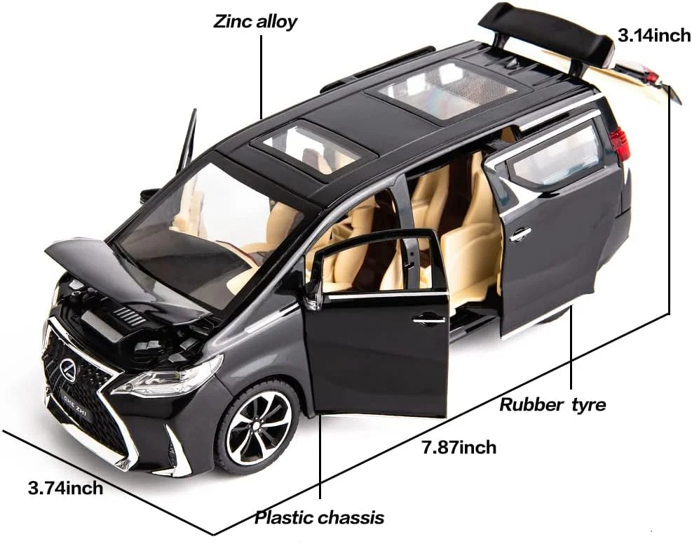 مدل ماشین لکسوس LM300 مقیاس 1/24، آلیاژی، عقب کش، دایکست، فلزی با چراغ و صدا، قابلیت باز شدن درب ها