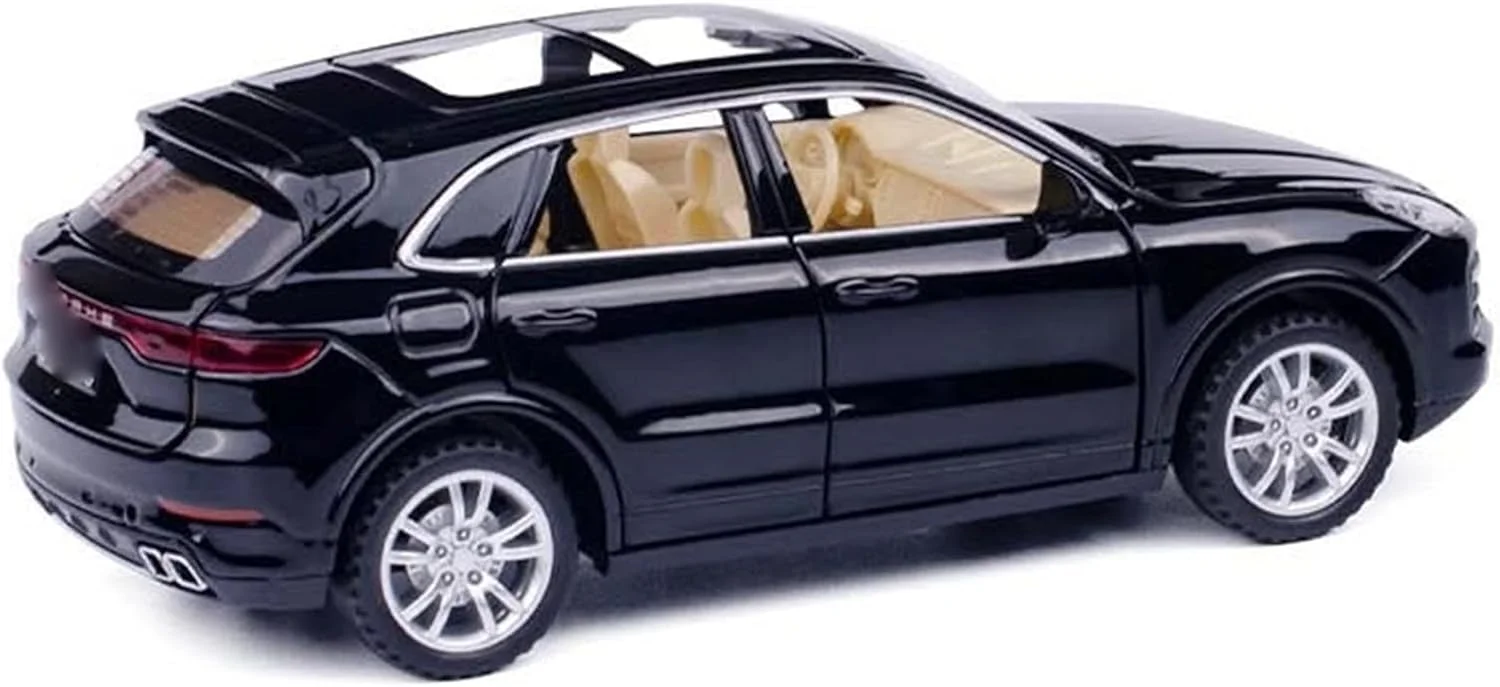 مدل ماشین کلکسیونی فلزی پورشه کاین توربو شاسی بلند، مقیاس 1:32، با قابلیت عقب کشیدن، صدا و نور (رنگ: مشکی)