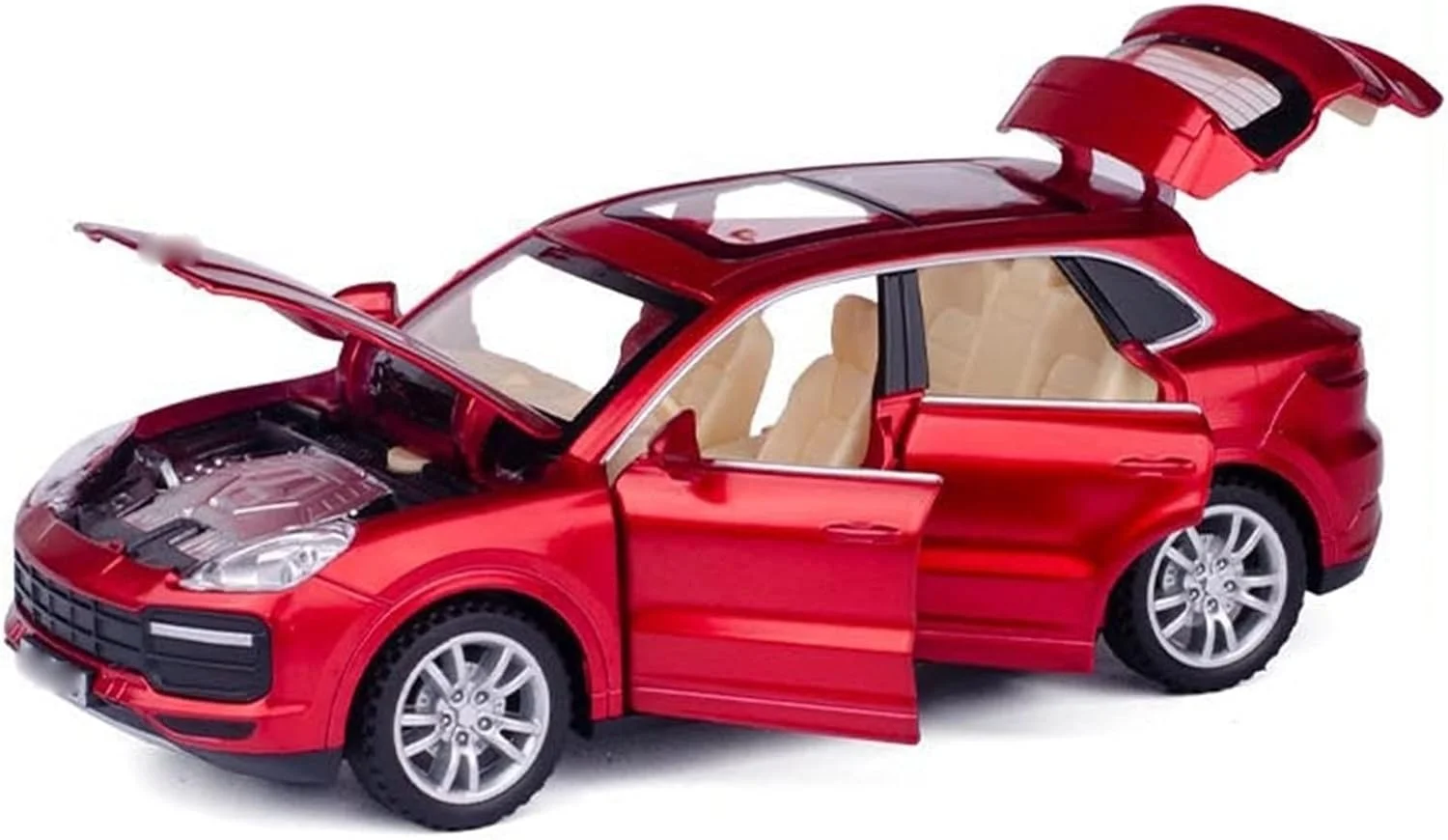 مدل ماشین کلکسیونی فلزی پورشه کاین توربو شاسی بلند، مقیاس 1:32، با قابلیت عقب کشیدن، صدا و نور (رنگ: مشکی)