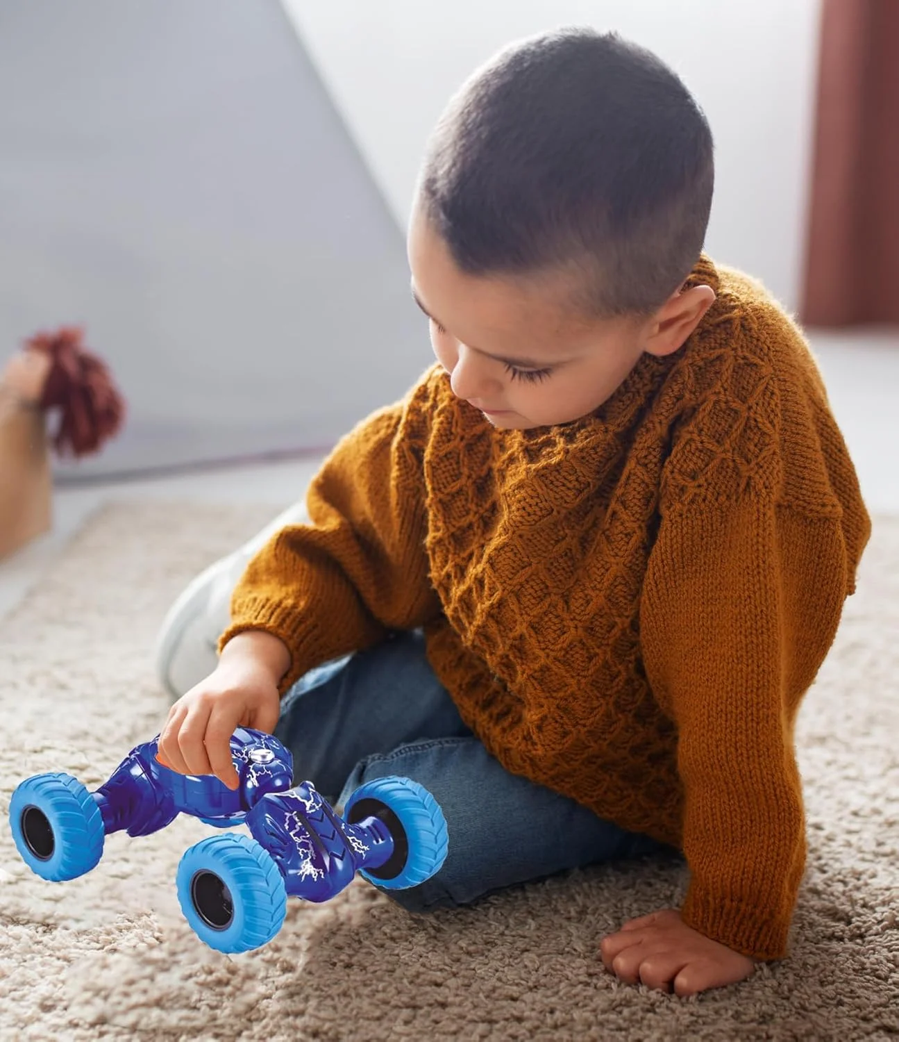 ماشین اسباب بازی هیولا عقب کشیدنی تلسکوپی غیر الکتریکی VGRASSP با قابلیت فشار-کشیدن-رها کردن، قابل حرکت بر روی هر سطحی بدون نیاز به باتری، اسباب بازی اصطکاکی - رنگ مطابق موجودی (بسته 1 عددی)