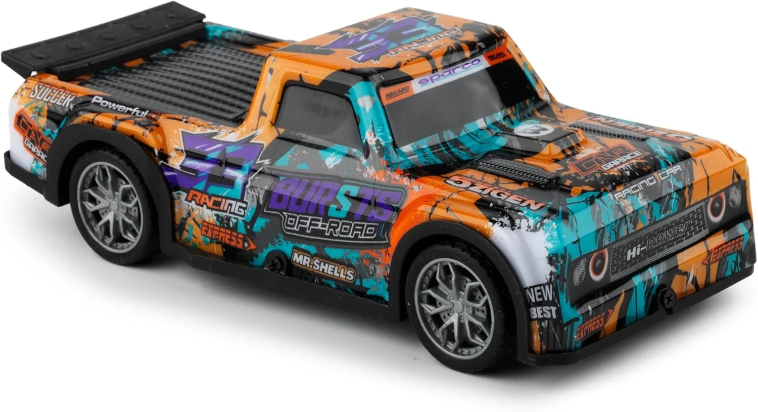 ماشین اسباب بازی اصطکاکی فشاری با نور و موسیقی - باتری خور - شامل باتری AG13 - اسباب بازی برای پسران و دختران بالای 5 سال - چند رنگی گرافیتی