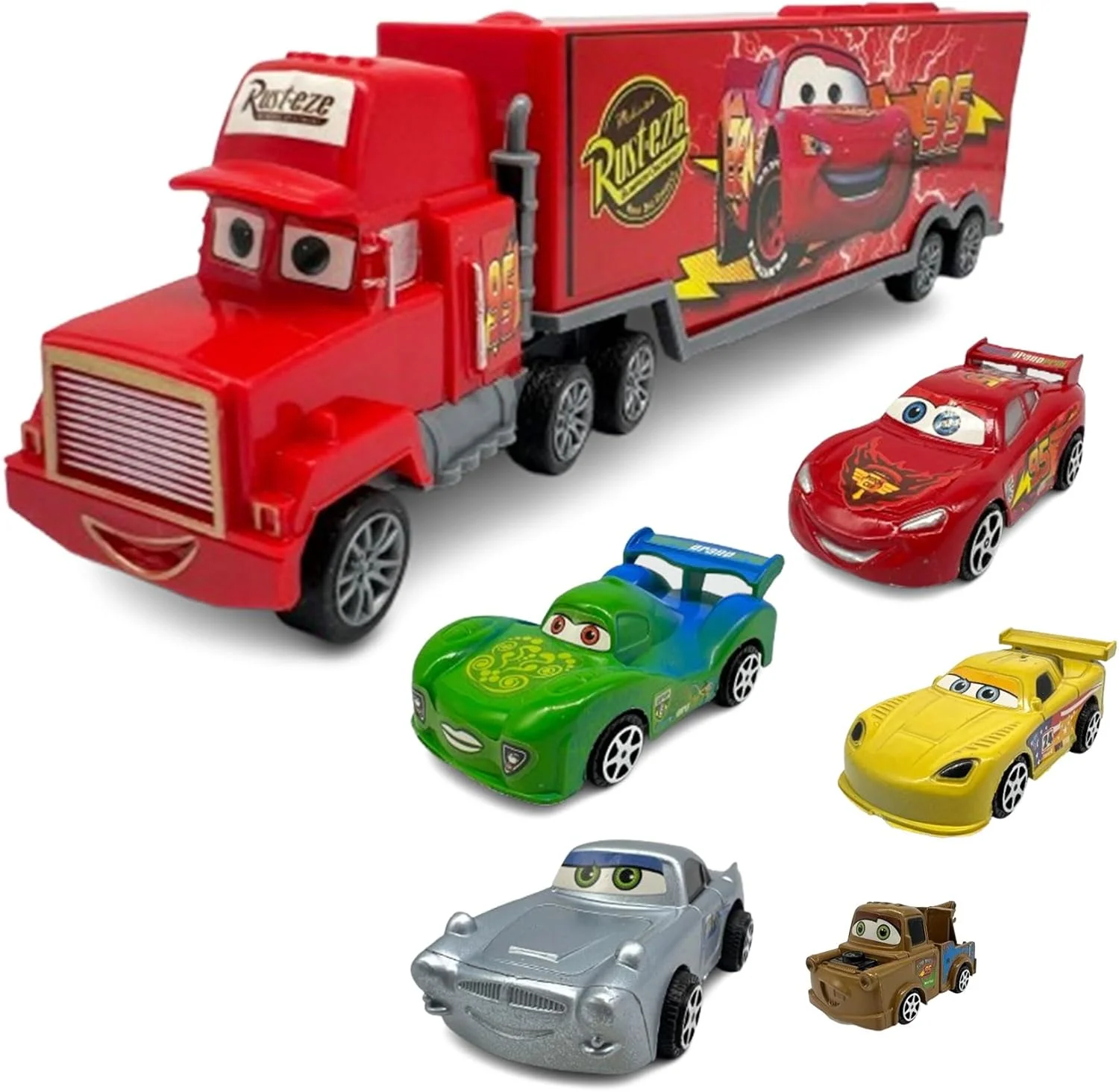 مجموعه اسباب بازی 7 تکه ماشین مسابقه ای کودکانه باغ اسباب بازی، مجموعه بازی هیجان انگیز برای پسران و دختران، مجموعه ماشین های اسباب بازی لوکس، هدیه تولد، مجموعه ماشین های اسباب بازی بادوام و سرگرم کننده (قرمز)