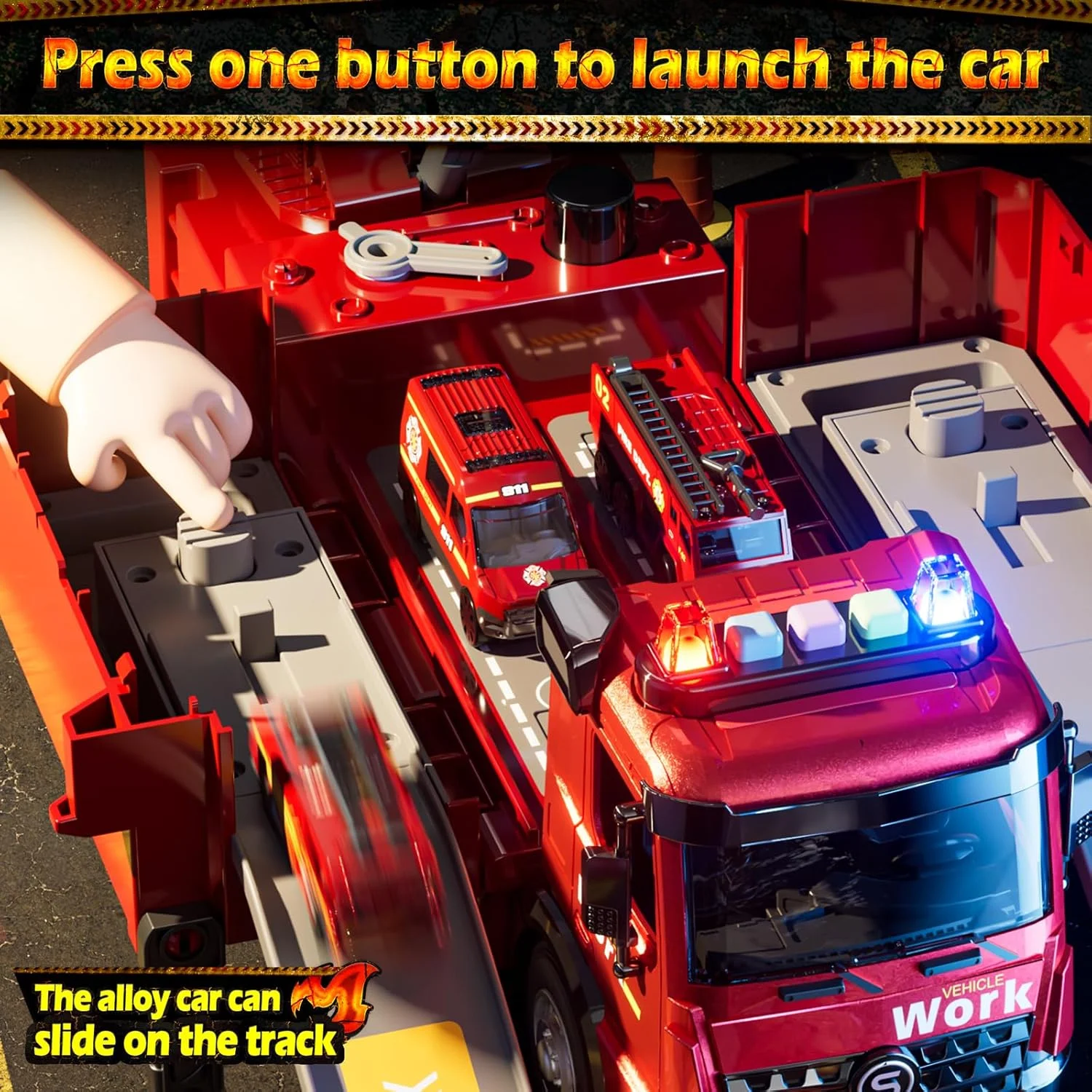 اسباب بازی ماشین آتش نشانی Skirfy برای کودکان، اسباب بازی 30 سانتی متری برای پسران، اسباب بازی های ماشین آتش نشانی اصطکاکی با صدا و نور شبیه سازی شده، نردبان، پمپ آب، هدیه تولد برای پسران 3-5 ساله