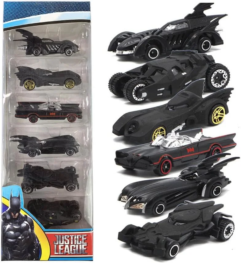 مجموعه 6 عددی مدل های ماشین آلیاژی SKEIDO، ارابه خفاشی، ماشین های فلزی نسل 1 تا 6 فیلم آمریکایی، هدیه برای کودکان