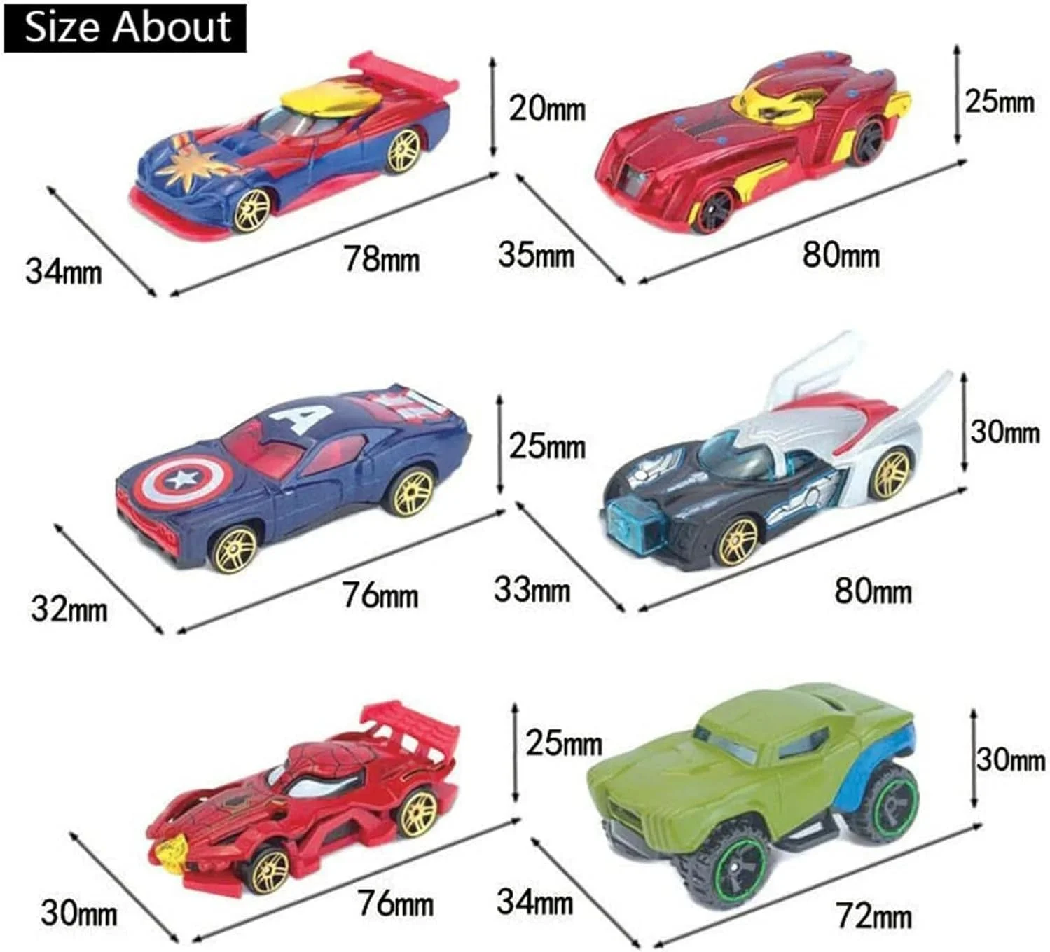 مجموعه ماشین های فلزی دایکست اونجرز – 6 ماشین قهرمانانه و 1 کامیون برای کودکان | مدل های آلیاژی ماشین اسباب بازی برای پسران | مینی وسایل نقلیه دایکست برای بازی کودکان و نوزادان، 3 سال به بالا
