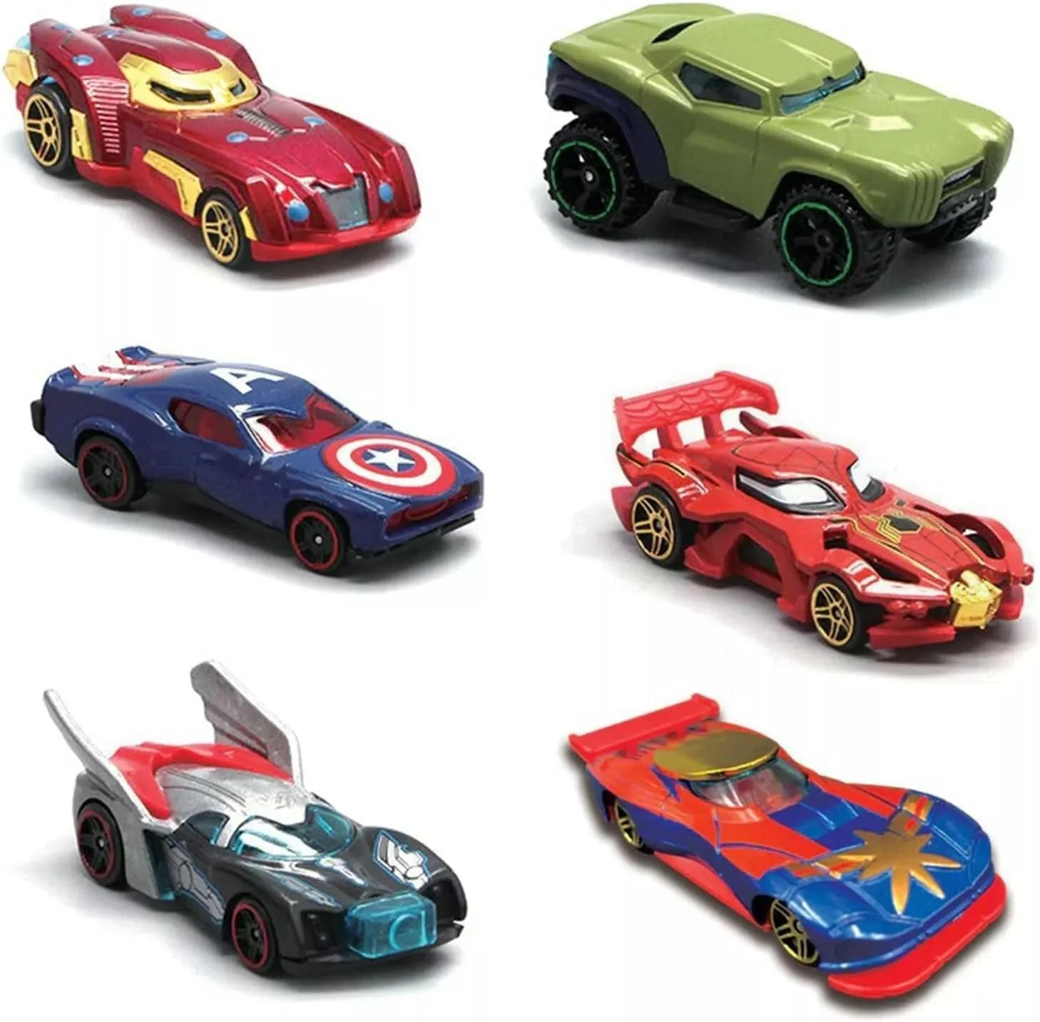 مجموعه ماشین های فلزی دایکست اونجرز – 6 ماشین قهرمانانه و 1 کامیون برای کودکان | مدل های آلیاژی ماشین اسباب بازی برای پسران | مینی وسایل نقلیه دایکست برای بازی کودکان و نوزادان، 3 سال به بالا