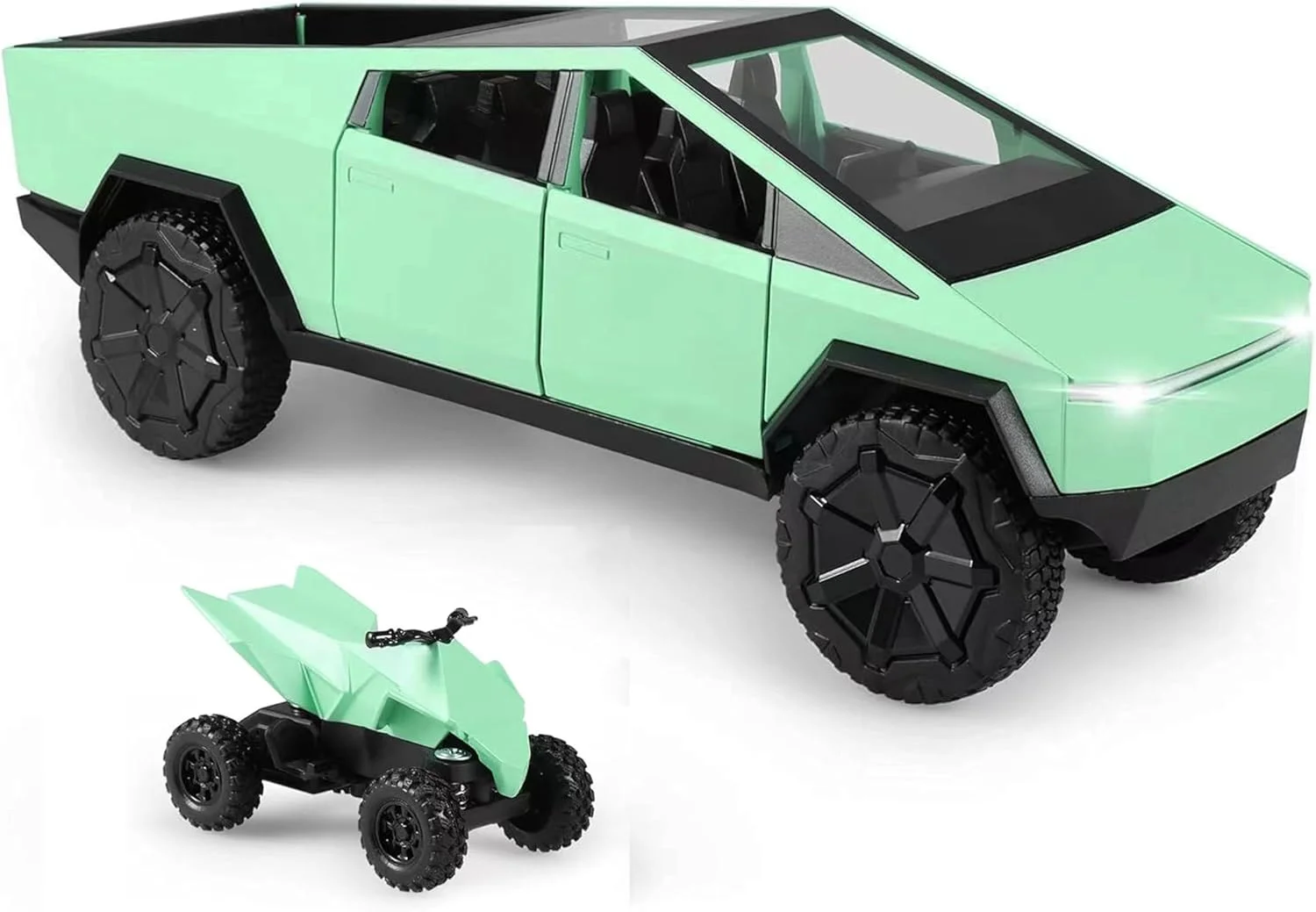 کامیون اسباب بازی، مدل دایکست فلزی کامیون سایبری، ماشین مسابقه ای اسباب بازی مقیاس 1:32 با صدا و نور، هدیه برای کودکان 6 سال به بالا (1/32 سبز)