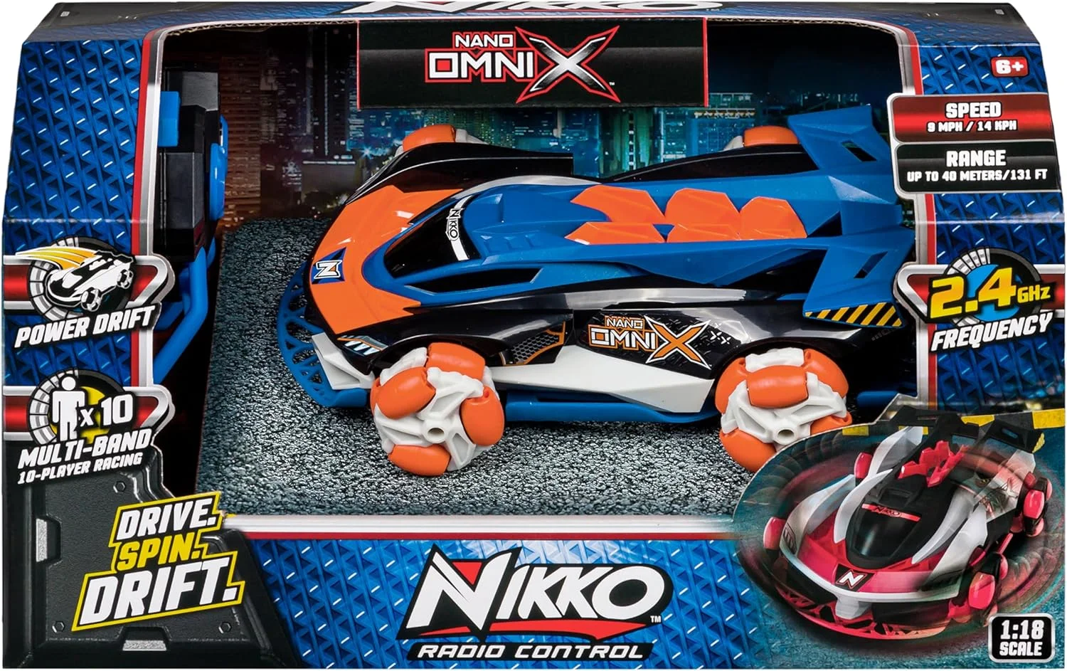 ماشین کنترلی دریفت نیکو مدل Nano Omni X - آبی، دارای موتور دوگانه و چهار چرخ متحرک، قابلیت چرخش 360 درجه و انجام 7 نوع دریفت، مناسب برای 6 سال به بالا