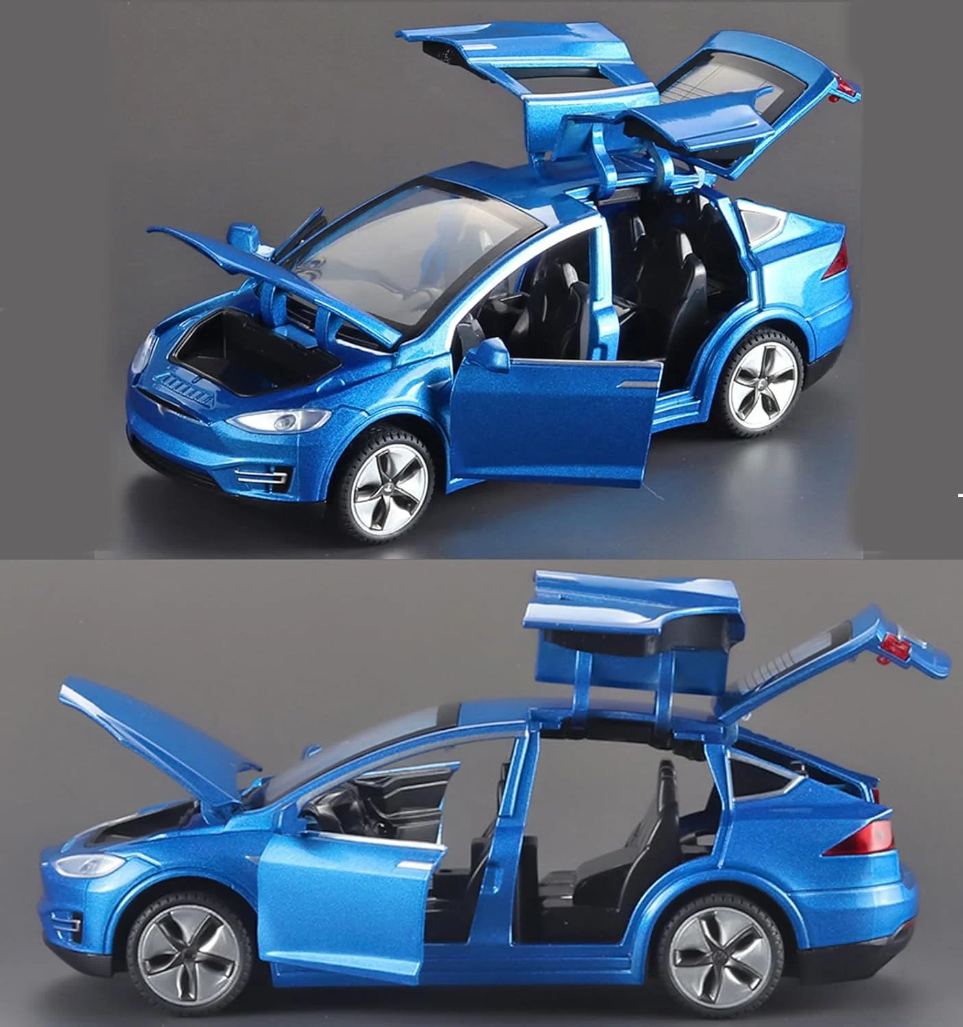 مدل ماشین تسلا نیگانملوز، مقیاس 1:32، با قابلیت پخش صدا و نور - آبی