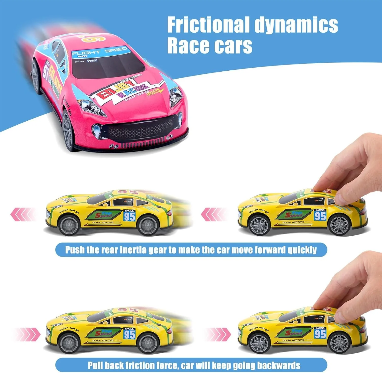 مجموعه 3 عددی ماشین های اسباب بازی 17 سانتی متری NALACAL، ماشین مسابقه ای قدرتی اصطکاکی، مناسب برای کودکان 1-3 سال، 3-5 سال، 4-7 سال، هدیه ای عالی برای پسران و دختران در جشن تولد و عید پاک