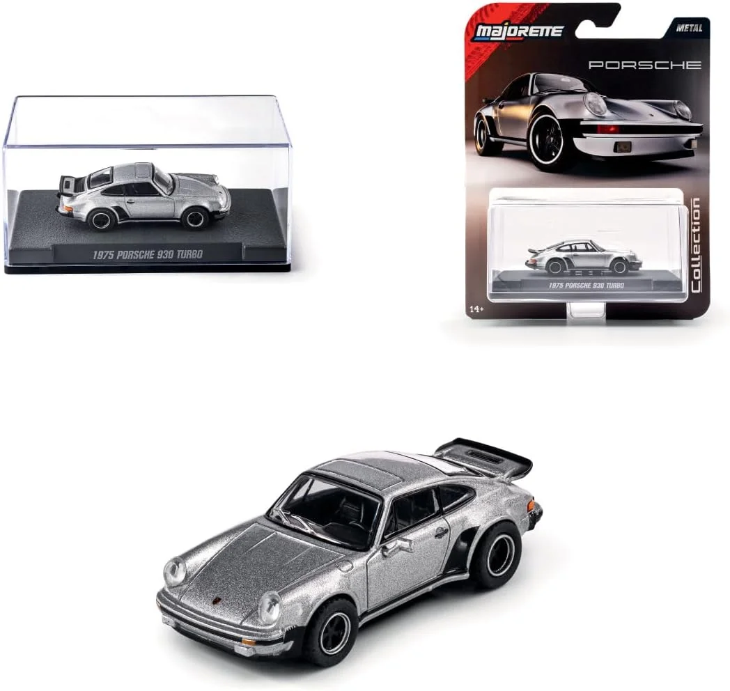 مجموعه اتومبیل ماژورت پورشه 930 توربو 1975 - ماشین کلکسیونی نمادین با شاسی فلزی، لاستیک های لاستیکی و ویترین، مقیاس 1:64، 14 سال به بالا، موج 1
