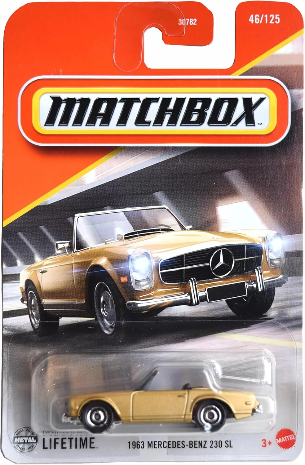 ماکت ماشین مسابقه ای مرسدس بنز 230 SL مدل 1963، طلایی، 46/125