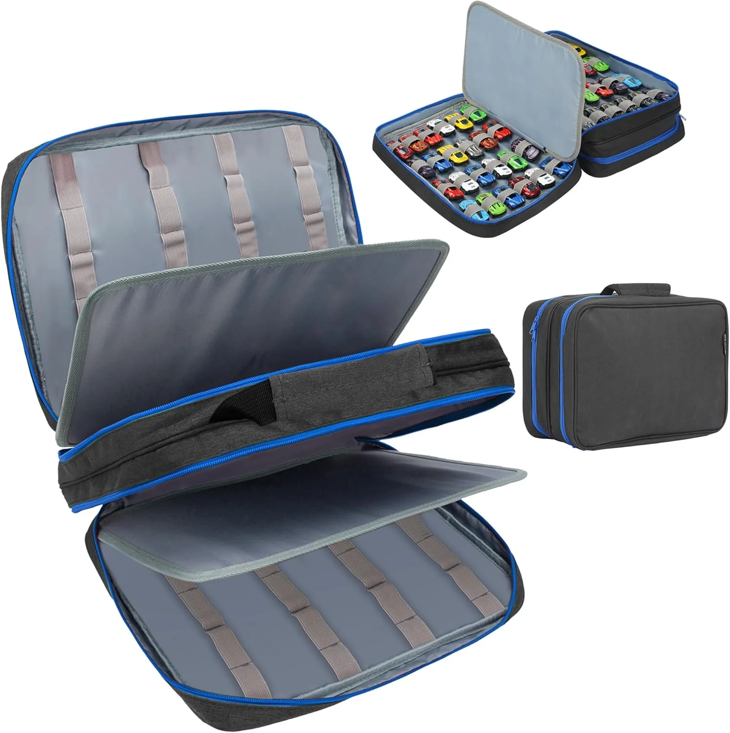 کیف نگهداری 96 ماشین اسباب بازی KISLANE - سازمان دهنده برای اسباب بازی های کوچک، ماشین های مسابقه ای، عروسک های کوچک (فقط کیف) - مشکی