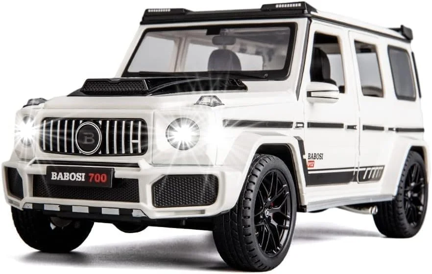 مدل ماشین مرسدس Brabus 700 Benz AMG G63 G-Wagon مقیاس 1:32، آلیاژ فلزی، عقب کش، دایکست، با قابلیت باز شدن درها و پخش نور و موسیقی (رنگ ها مطابق موجودی)