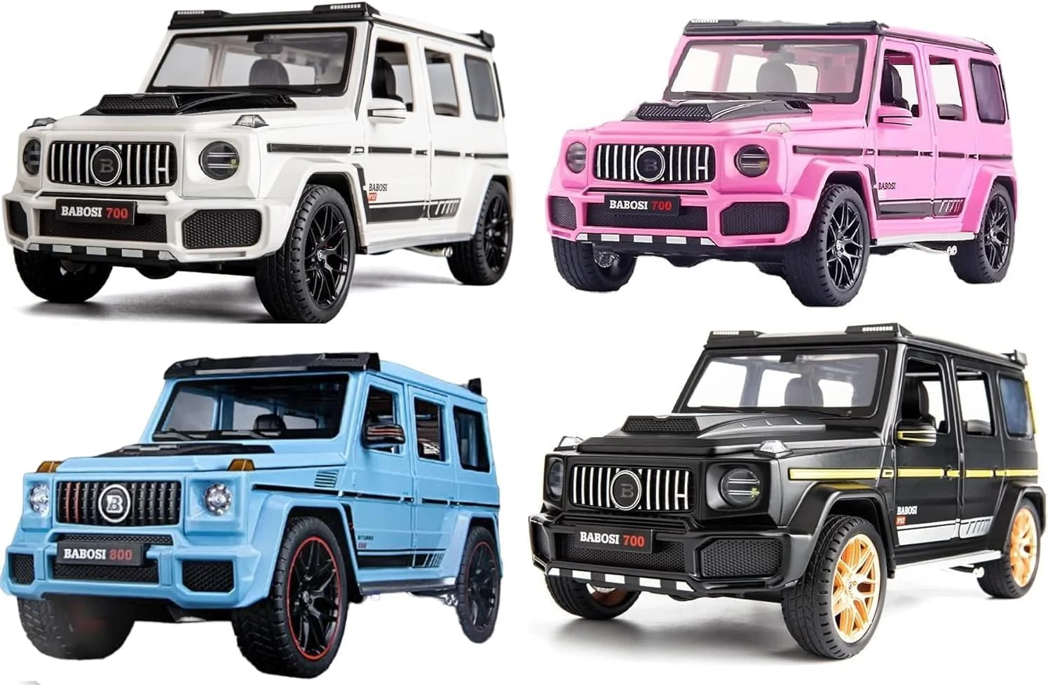 مدل ماشین مرسدس Brabus 700 Benz AMG G63 G-Wagon مقیاس 1:32، آلیاژ فلزی، عقب کش، دایکست، با قابلیت باز شدن درها و پخش نور و موسیقی (رنگ ها مطابق موجودی)